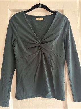 MADEWELL . Twist-Front Long Sleeve Top - Teal Green Size M